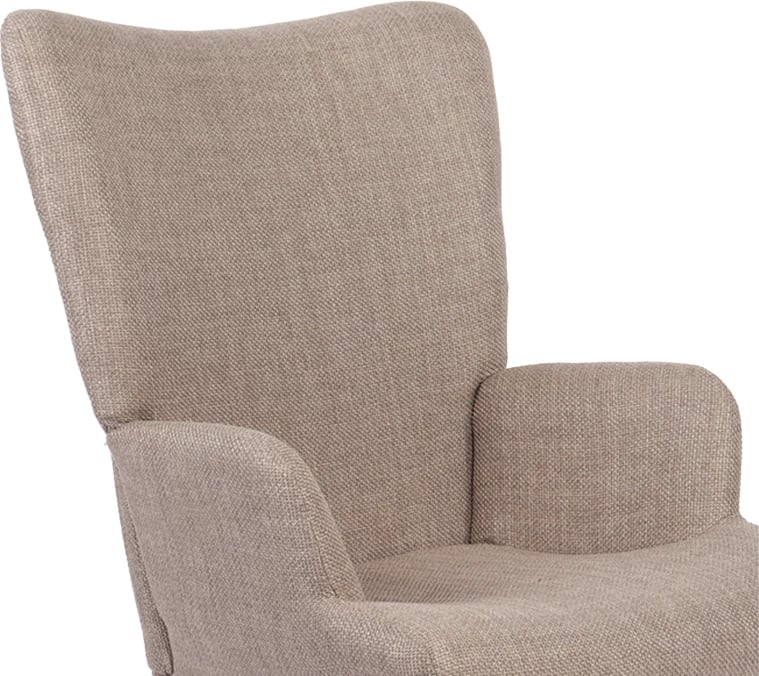 Fotel Gerlina, material gri-bezhë, këmbë ngjyrë natyrale, 71x64x94cm