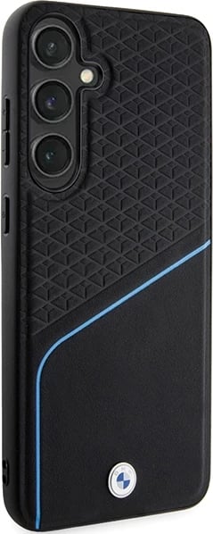 Mbështjellës BMW Signature Leather Textured & Line MagSafe për Samsung Galaxy S24+ S926, i zi