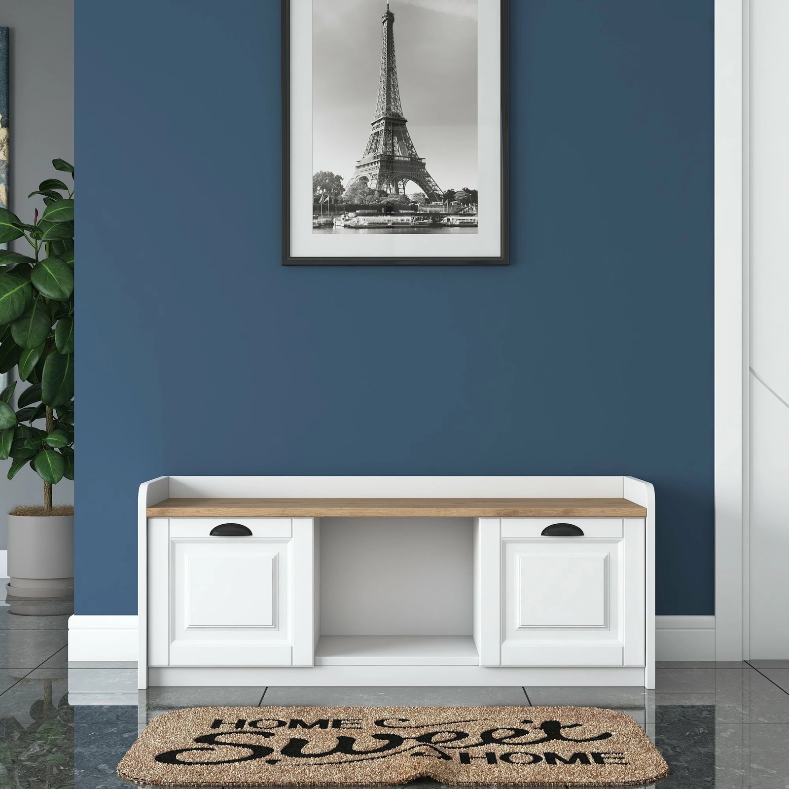 Dollap këpucësh Hanah Home, P2 - 1808, ngjyrë arrë dhe e bardhë