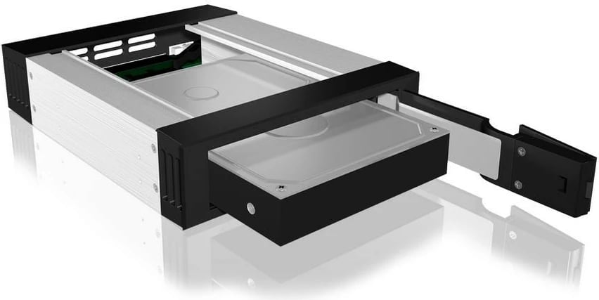Kasë IcyBox IB-158SSK-B për hard disk 3.5" SATA, alumini, e zezë