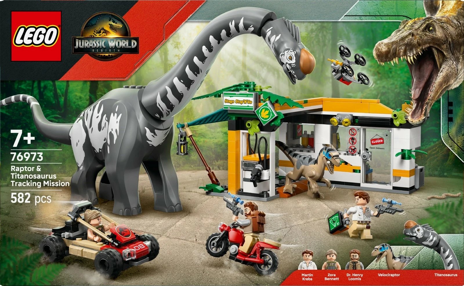 Set LEGO Jurassic World 76973, On the Trail of T. rex and Raptor, 582 pjesë