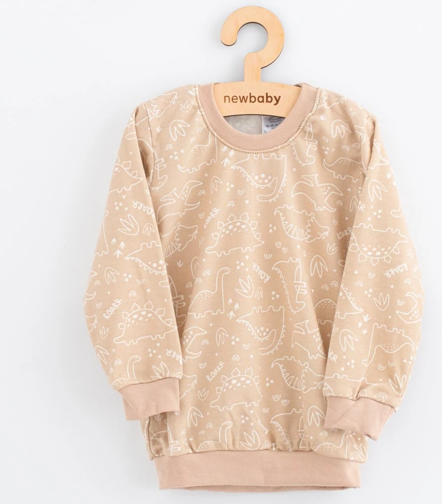 pizhama fëmijësh New Baby, pambuk 100%, me mëngë e pantallona të gjata, 116/122, bezhë, set 2-copësh