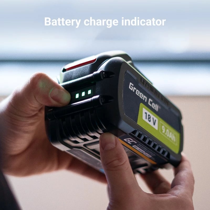 Bateri rikarikueshme për vegla elektrike, Green Cell, PTDW18V9, 18V/54V 9Ah/3Ah Li-Ion, me indikator karikimi