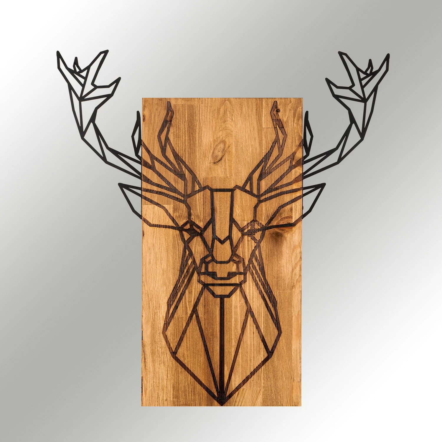 Aksesor dekorativ për mur, dru, dizajn dre, Wallity, ngjyrë e zezë dhe arre, 61x66cm