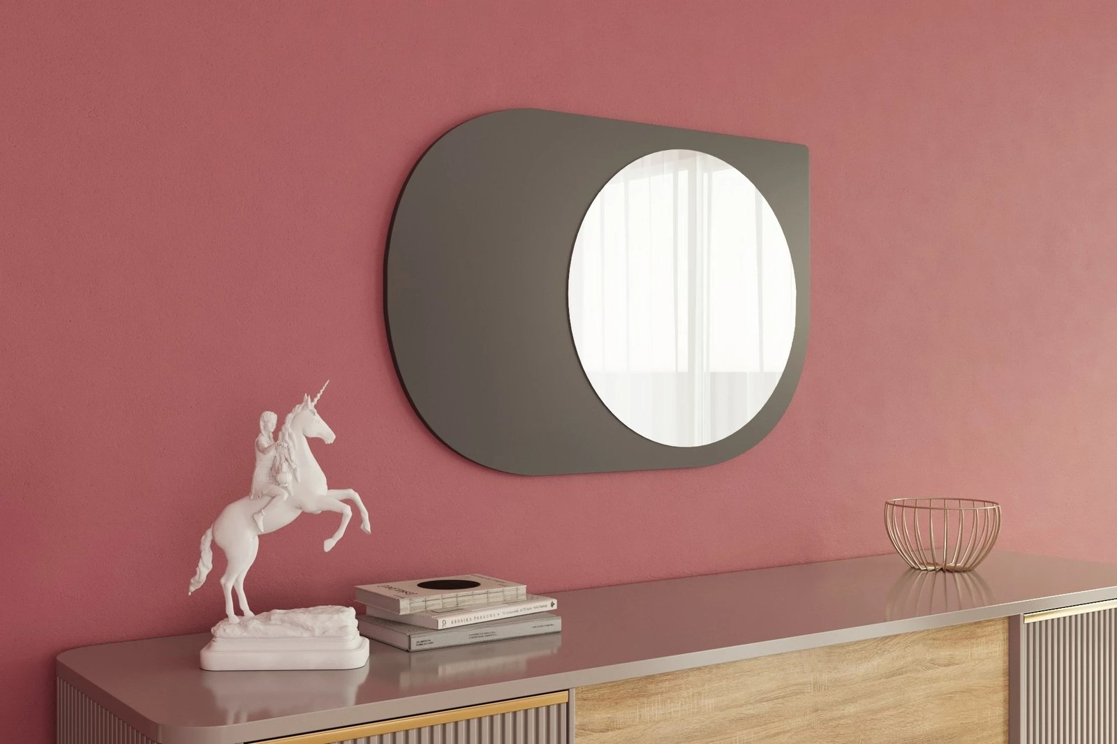 Pasqyrë Skye Decor, Pubble, ngjyrë antracit