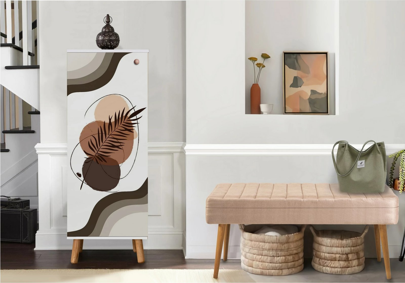 Set mobiljesh për korridor, ngjyrë e bardhë dhe gur, Skye Decor, 955-0900