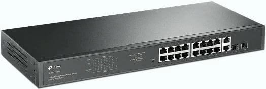 Switch TP-LINK TL-SG1218MP, 16xGE PoE+, 2xGE, 2xSFP, Kasë rack, i zi
