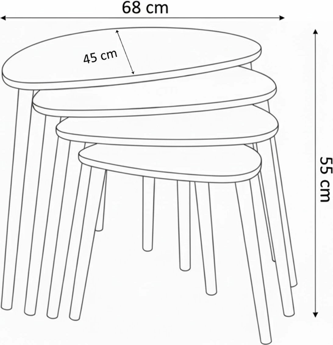 Set tavolinash të vendosshme (4 copë), Skye Decor, Nora, ngjyrë arre