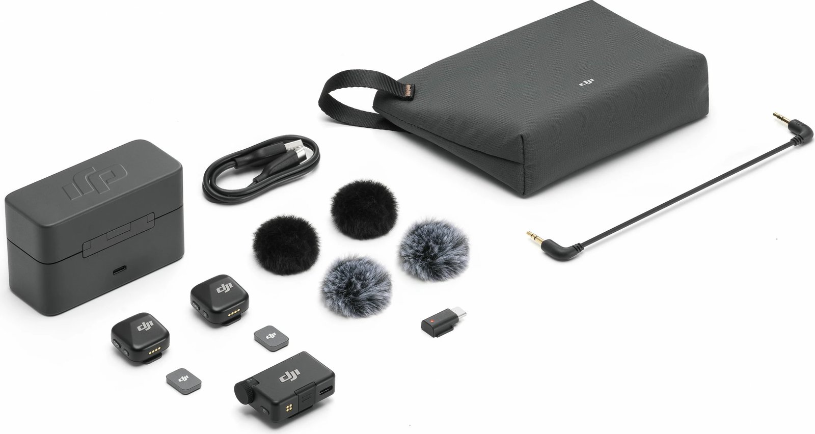 Mikrofon pa tela DJI Mic Mini (2TX+1RX) me kuti karikimi, i zi