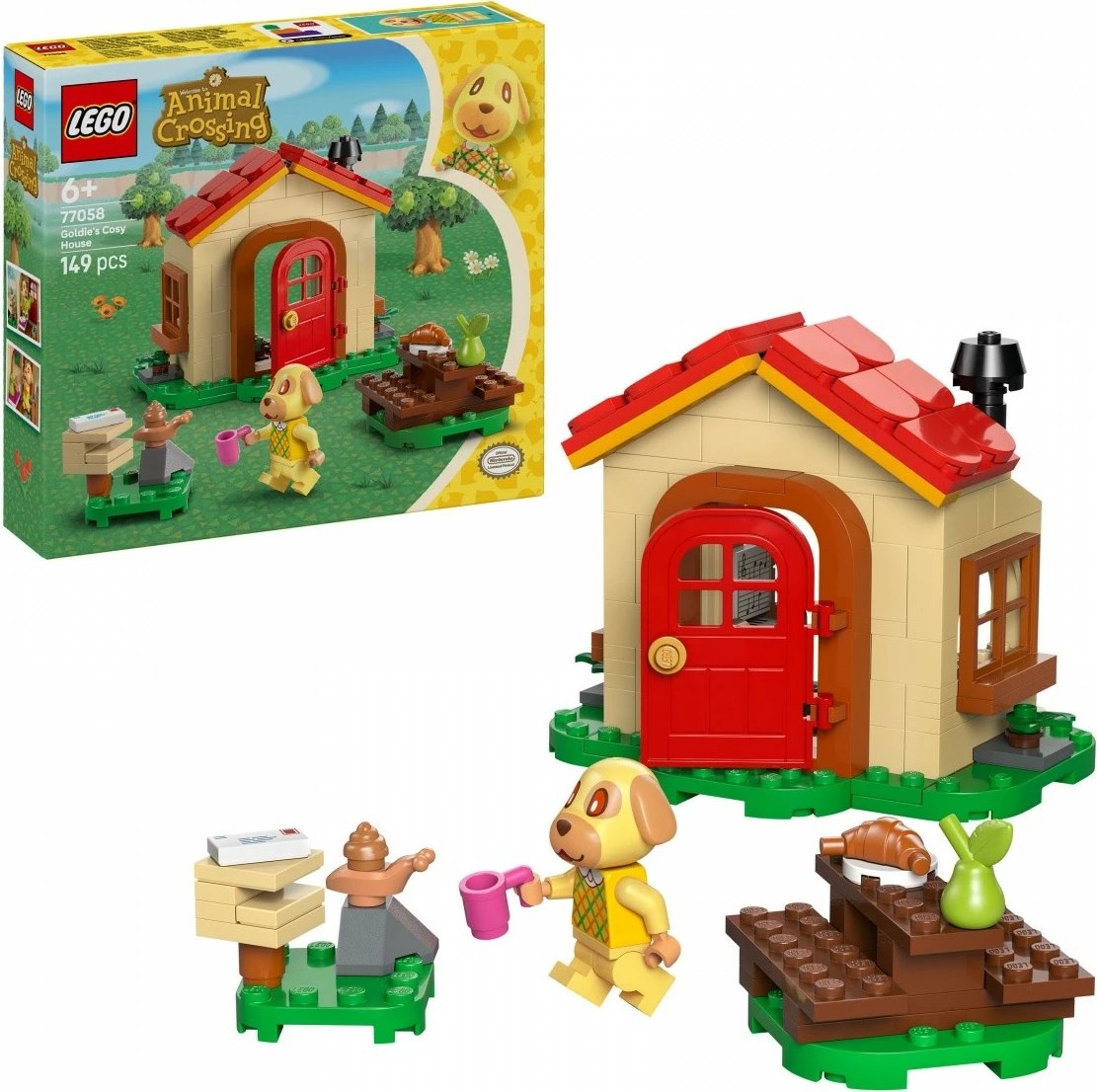 Set ndërtimi LEGO Animal Crossing Cozy Goldie House 77058, 149 pjesë