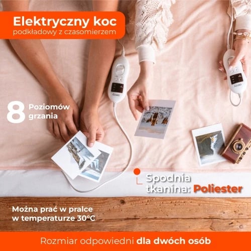 nën-batanije elektrike ngrohëse me timer, Adler Camry CR 7424, dyshe 150x160 cm, 8 nivele ngrohjeje, e larë në 30°C, 2x60W