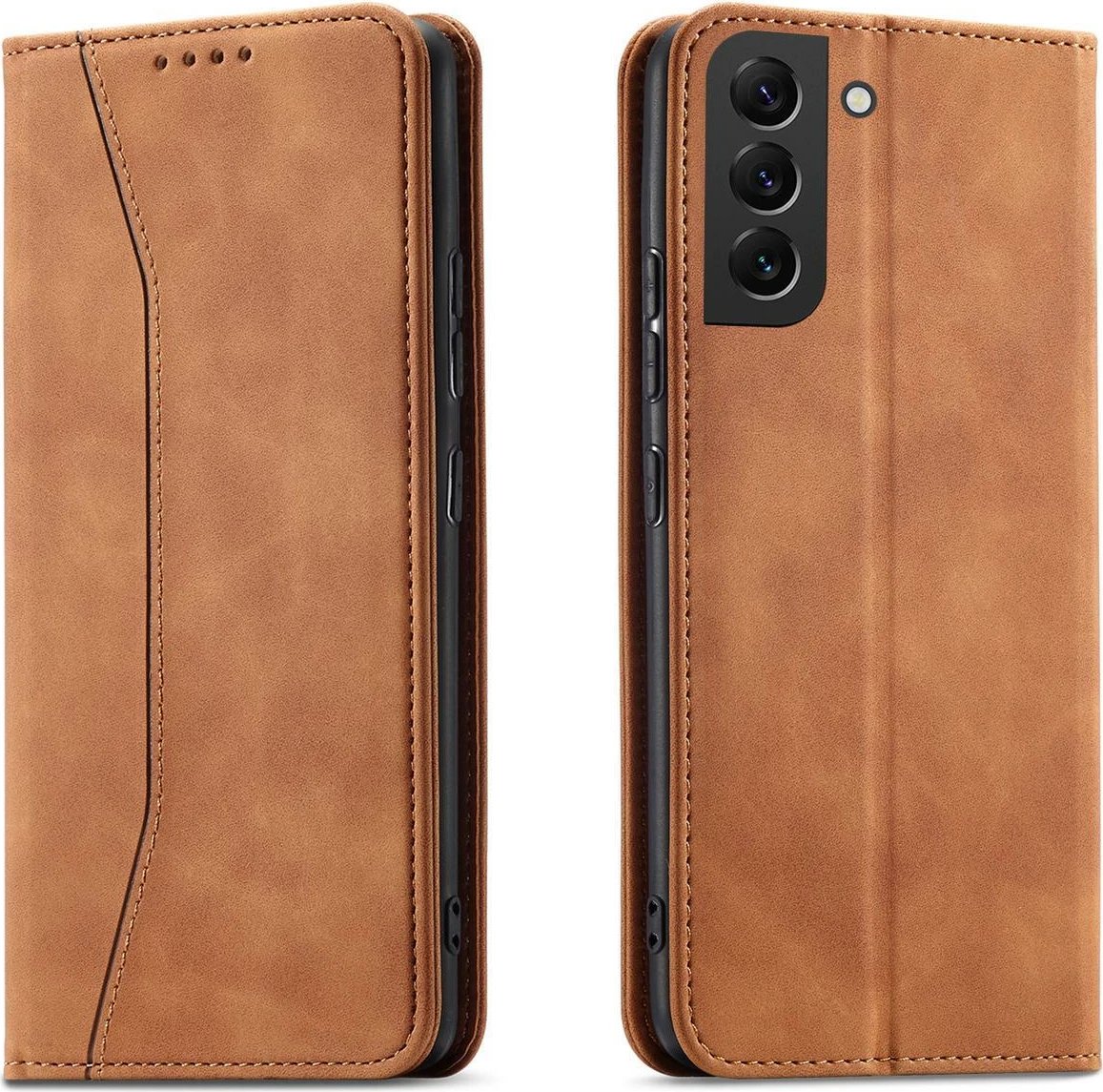 Mbështjellës Hurtel Magnet Fancy Case për Samsung Galaxy S23+, flip cover, portofol, kafe