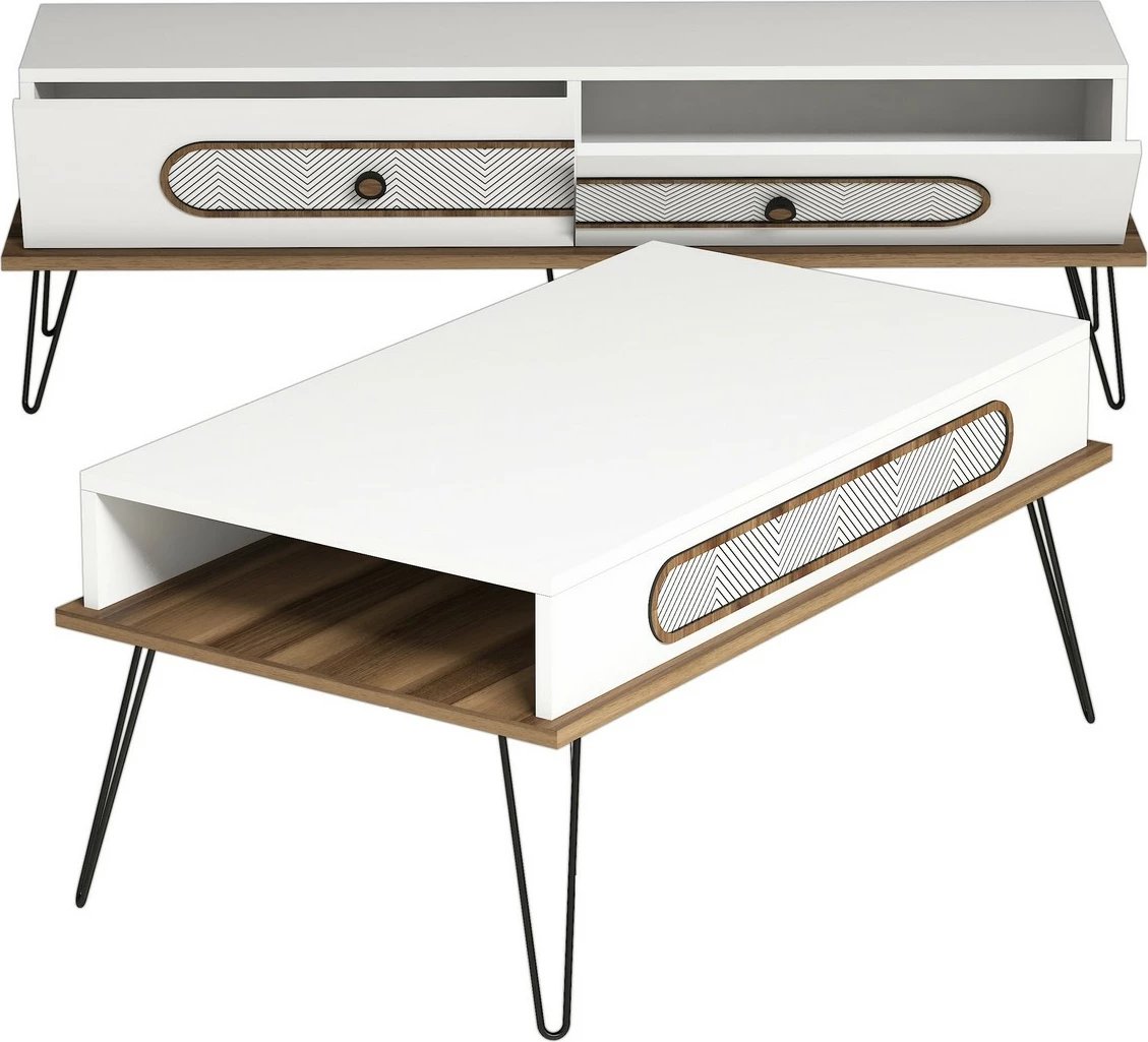 Set mobiljesh për dhomë dite Skye Decor, Ekol, e bardhë