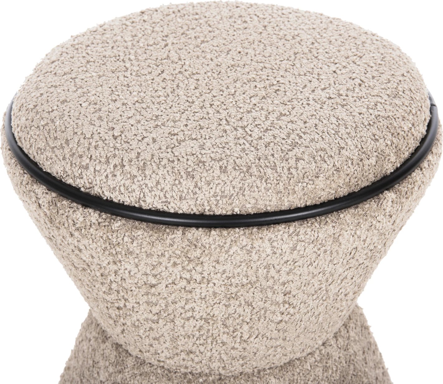 Karrige për bar, rrethore, LINNER, FH9604.08, pëlhurë boucle, bezhë-detaj i zi, D38x44 cm