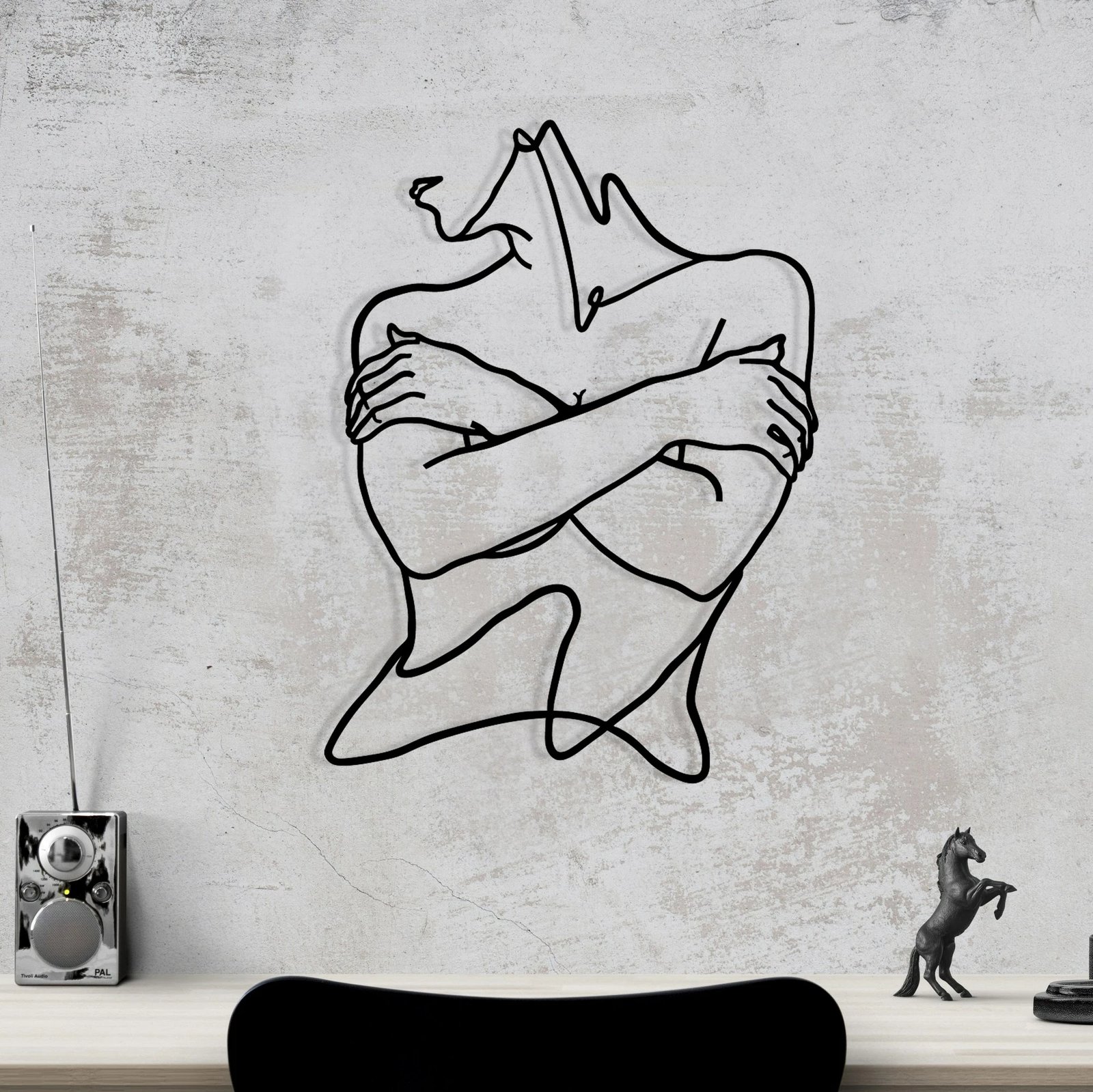 Aksesor dekorativ metalik për mur Wallity, Felicidad