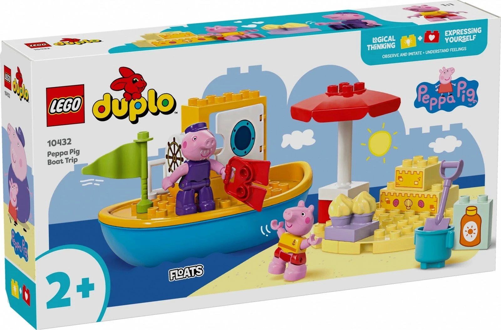 Set ndërtimi LEGO DUPLO Peppa Pig 10432, 23 pjesë, me varkë që noton, për fëmijë të vegjël