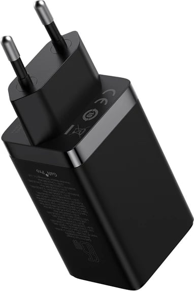 Karikues muri Baseus GaN5 Pro, 65W, 2xUSB-C, 1xUSB-A, me kabllo USB-C në USB-C, i zi