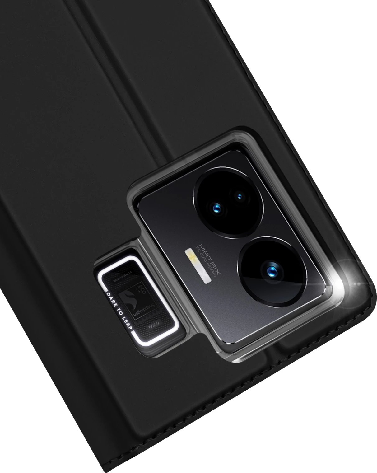 Mbështjellës Dux Ducis Skin Pro për Realme GT Neo 5 / Realme GT3, me kapak, xhep kartelash, funksion standi, e zezë Mbështjellës Dux Ducis Skin Pro për Realme GT Neo 5 / Realme GT3, me kapak, xhep kartelash, funksion standi, e zezë