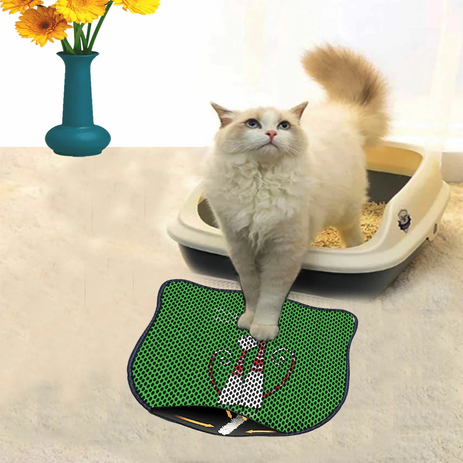 Tapet për rërë mace, shumëngjyrësh, Paws & Whiskers, Kdkafa0032, 40x50cm