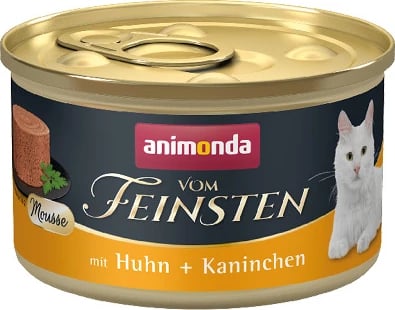 Ushqim i lëngëshëm për mace Vom Feinsten Mousse pulë+ lepur, 85 gr.