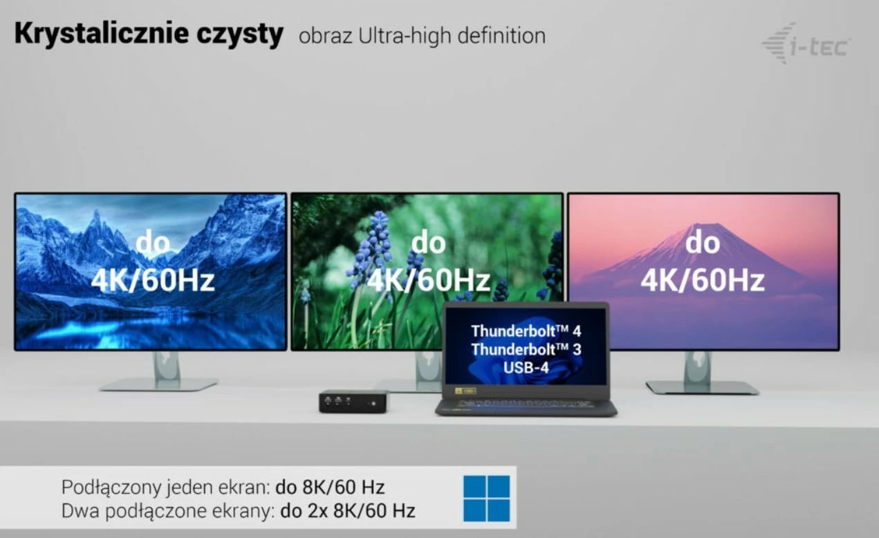 Kasë i-tec Thunderbolt 5 Quattro Display Docking Station, 5x USB, 2.5G LAN, Power Delivery 140W, e zezë