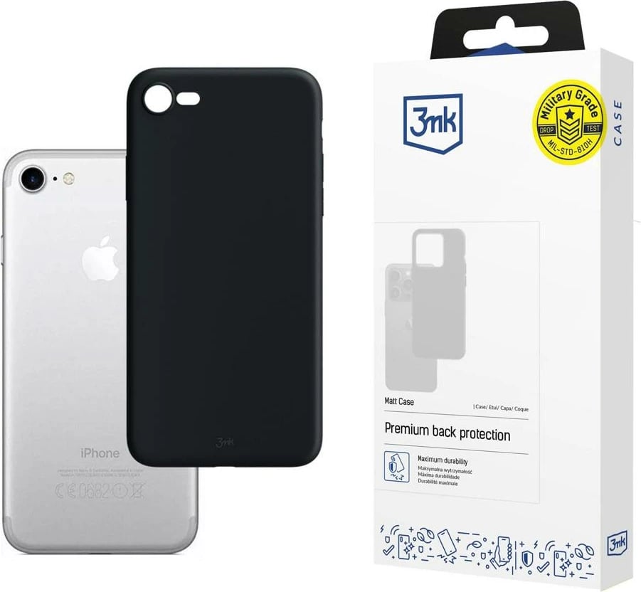 Mbështjellës 3mk Matt Case për iPhone 7/8, i zi