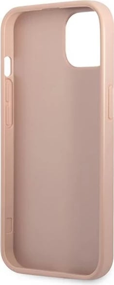 Mbështjellës Guess GUHCP13SPSATPP për iPhone 13 mini, Saffiano Triangle, rozë