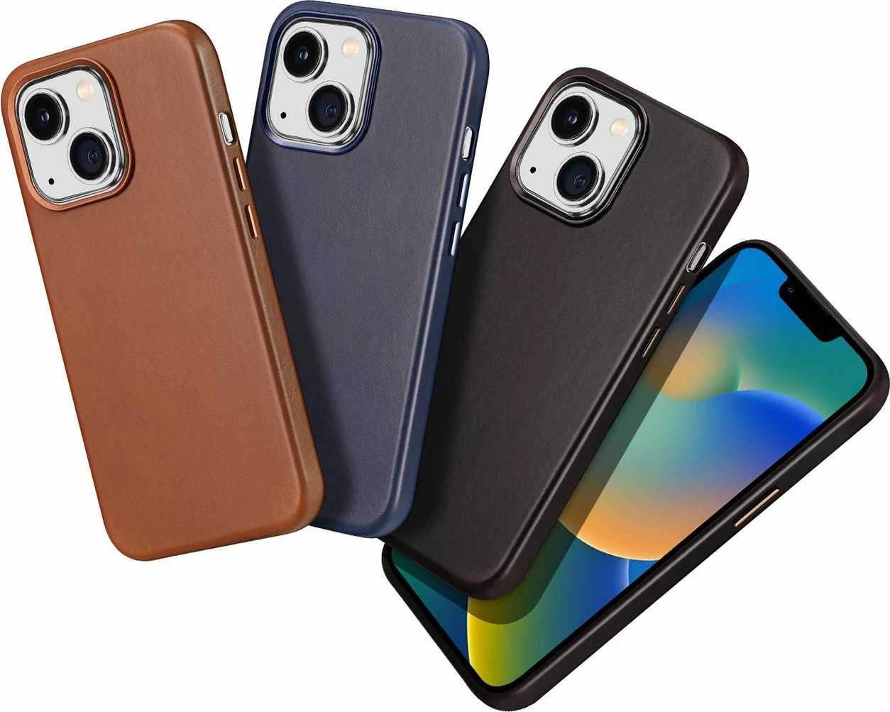 Mbështjellës Dux Ducis Naples për iPhone 14 Plus, MagSafe, lëkurë, kaltër