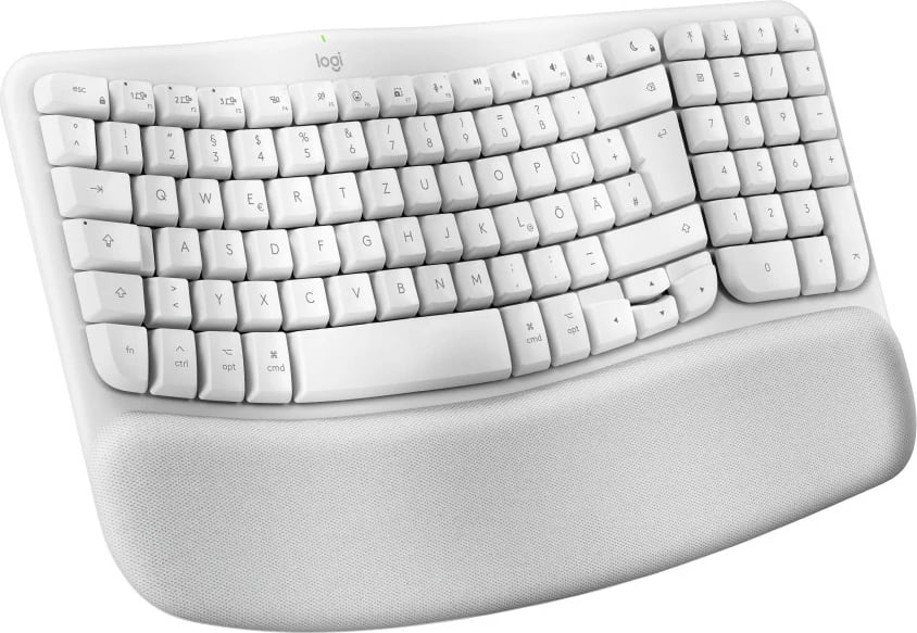 Tastierë Logitech Wave Keys për Mac, Full-size, Wireless, Bluetooth, Membranë, QWERTZ, Bardhë