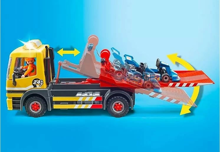 Set lodrash Playmobil City Life 71429, kamion tërheqës me RC, 54 pjesë, me figura, shumëngjyrësh