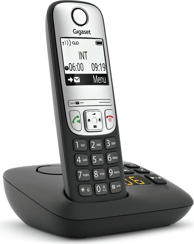 Telefon fiks pa kabllo Gigaset A690A, regjistrues automatik, libër telefoni 100 kontakte, i zi