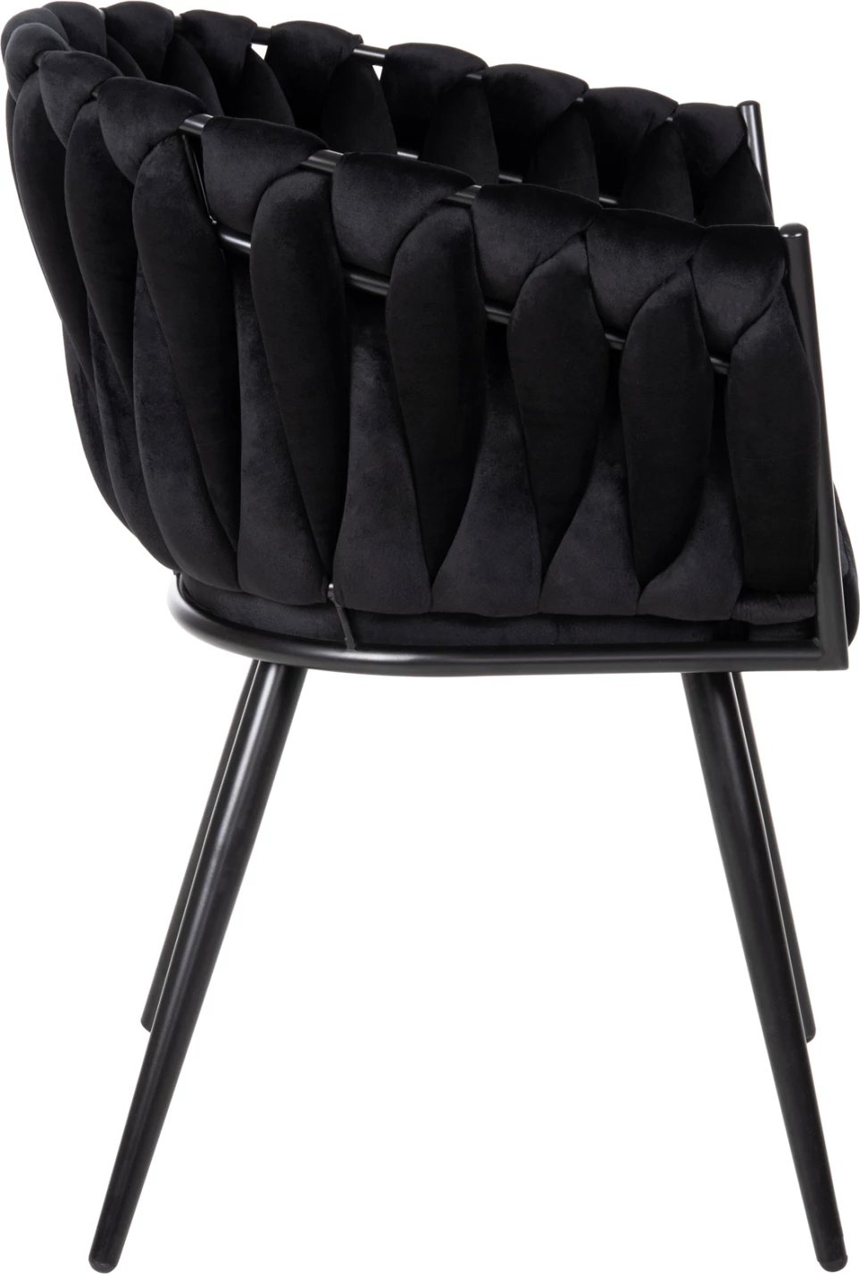 Karrige LUANDA FH8741.04, kadife e zezë, këmbë metalike të zeza, 62x54x79H cm., set prej 2 copë