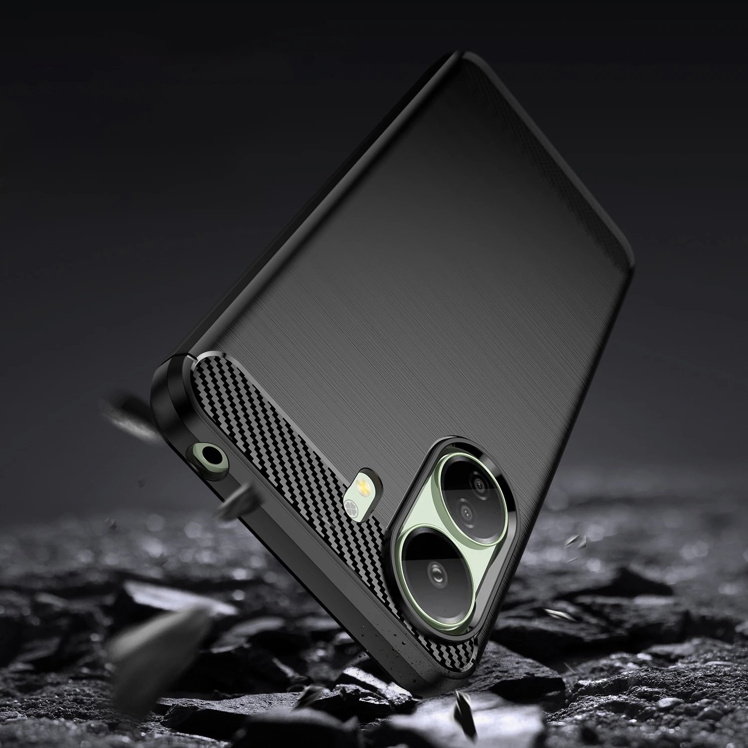 Mbështjellës Hurtel Carbon Case për Xiaomi Redmi 13C, TPU, i zi