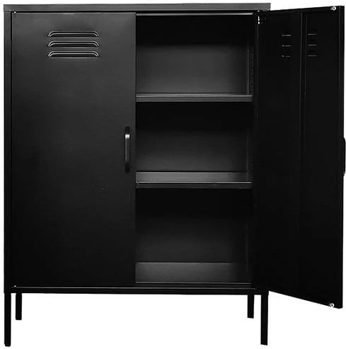 Dollap metalik Nextdeco me dy dyer, H102x80x40cm, i zi