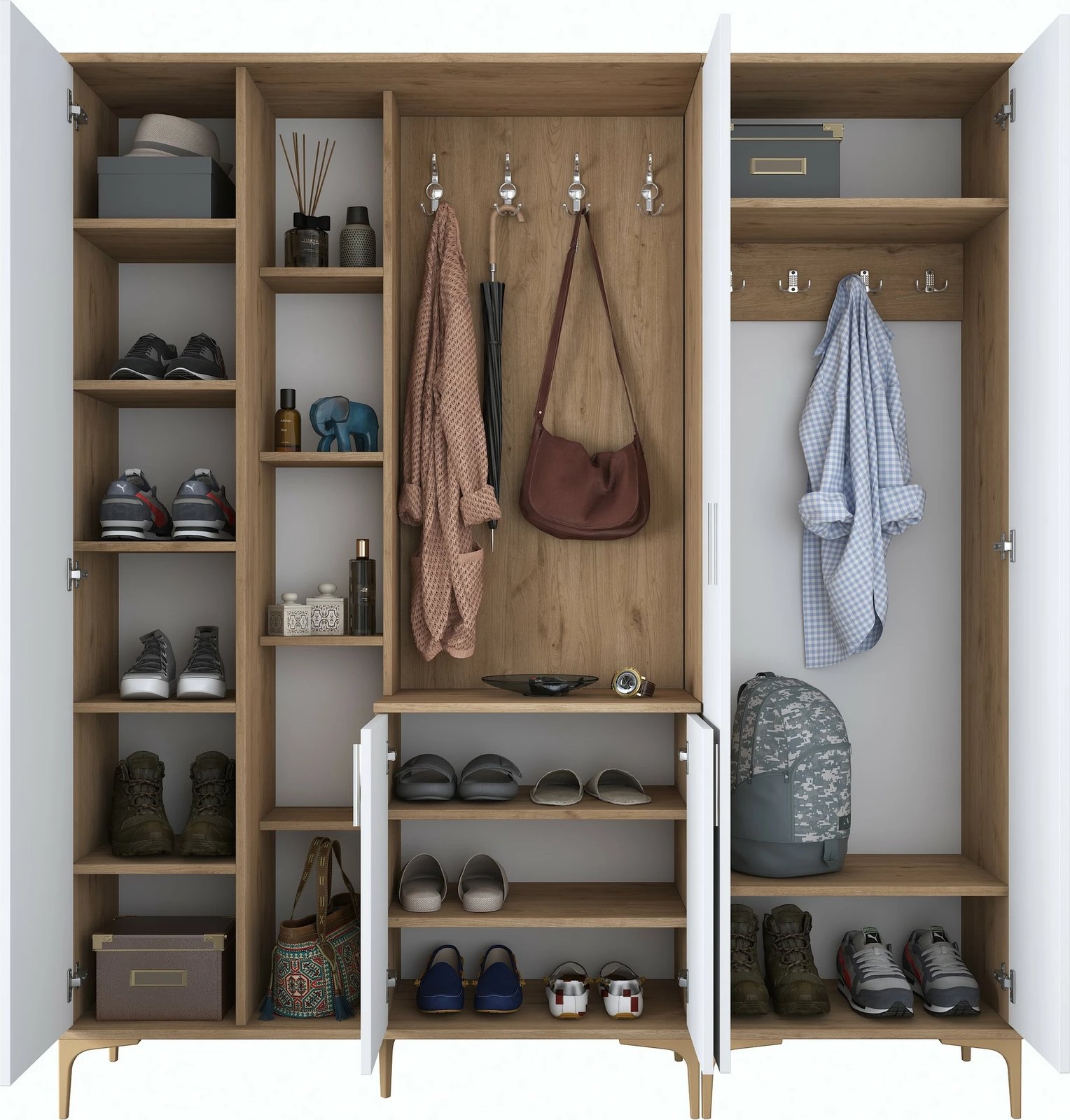 Stendë për korridor, ngjyrë arre dhe e bardhë, EA129 - 2797