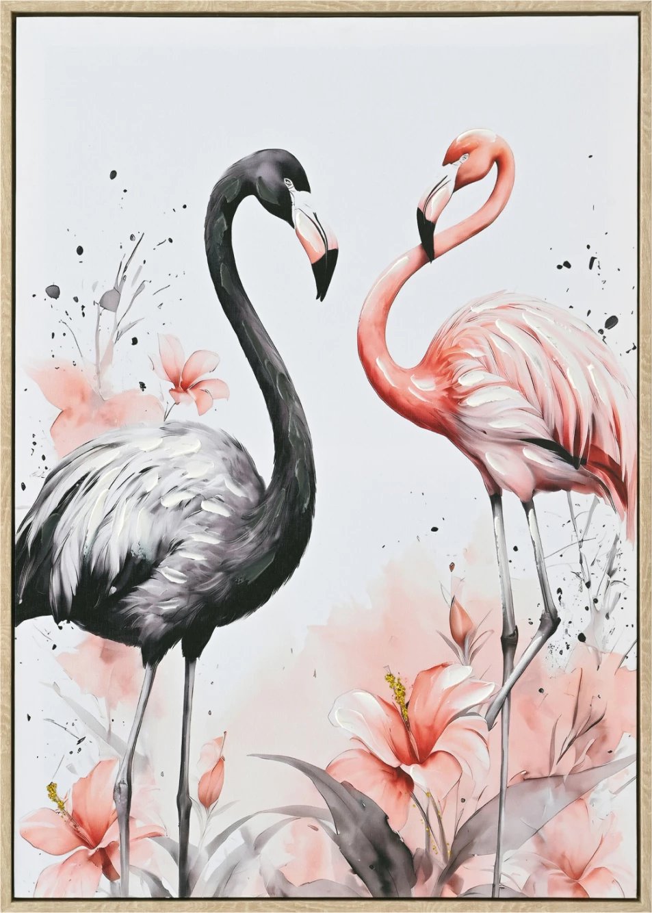 Pikturë muri FH4562, ngjyrë bezhë, kornizë PS, kanavacë e printuar, 2 flamingo, 52.5x2.8x72.5 cm