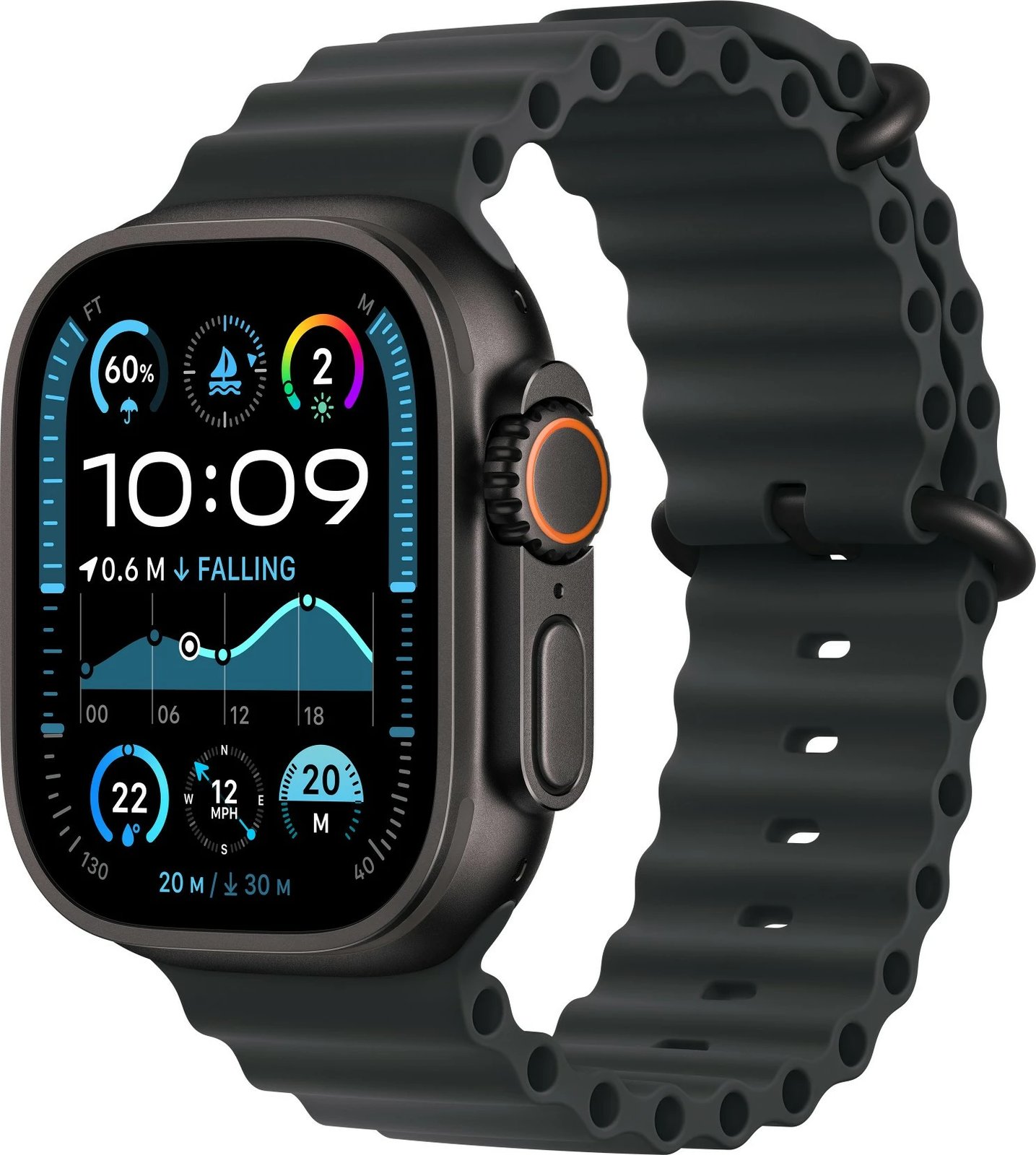 Rrip zgjatues Apple Ocean Band 49mm, përfundim titanium, i zi