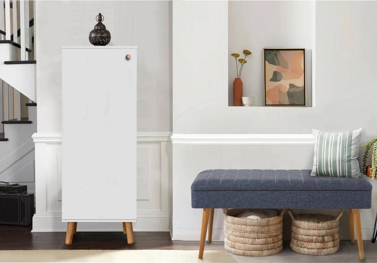 Set mobiljesh për korridor, ngjyrë e bardhë dhe kaltër e errët, Skye Decor, 200-1048