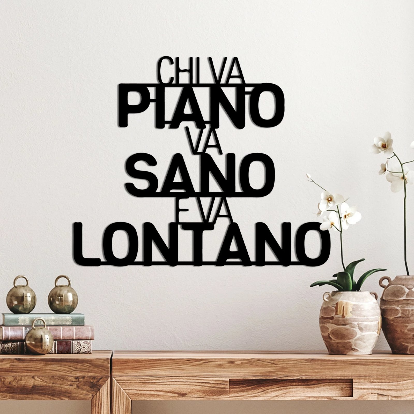 Aksesor dekorativ metalik për mur, Wallity Lontano 1, ngjyrë e zezë, 56x46cm