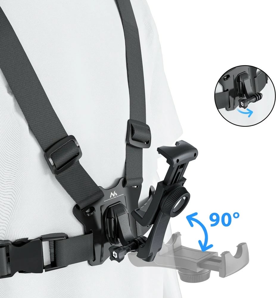 Harness sportiv Maclean MC-294 për telefon ose GoPro, i rregullueshëm, i zi