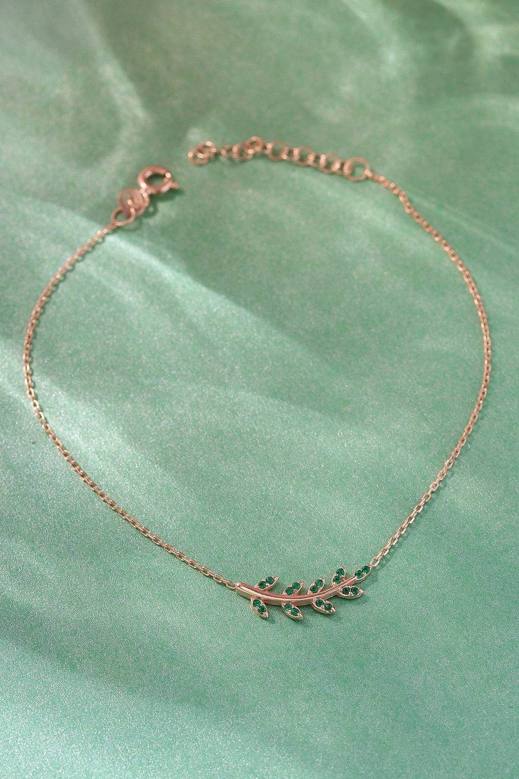 Byzylyk argjendi Jumeon, ngjyrë e gjelbër dhe ari rozë, 10291YSL