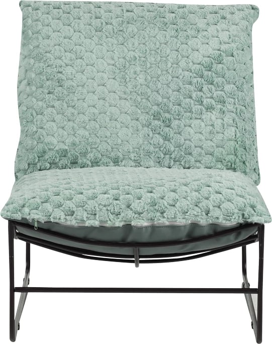 Fotelje Chopie, material stof, ngjyrë jeshile e çelët, këmbë të zeza, 77x90x83cm