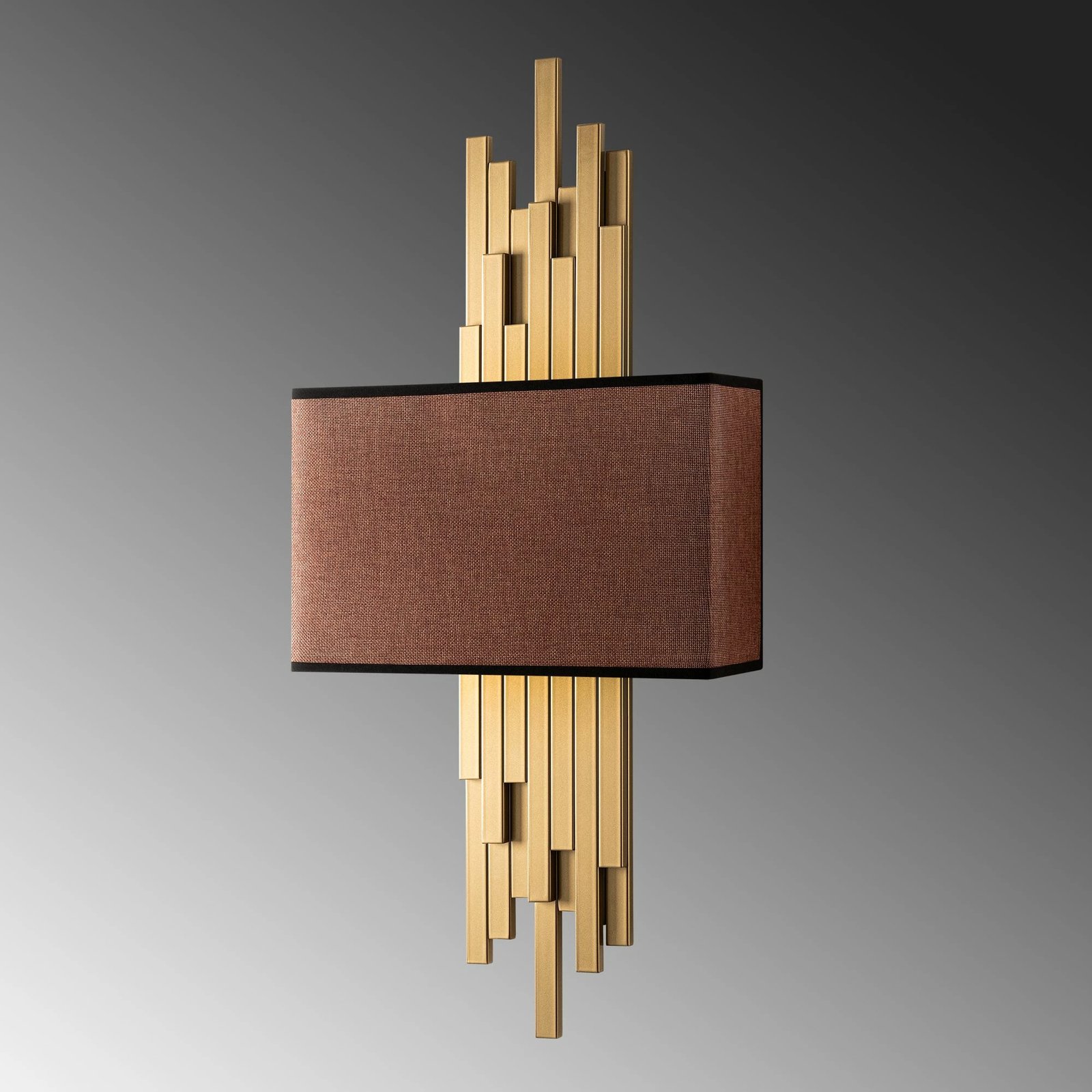 Llambë muri Opviq, Axıs - 15113, trup metalik, kapak prej tekstili, ngjyrë ari dhe kafe, 35x75x10 cm