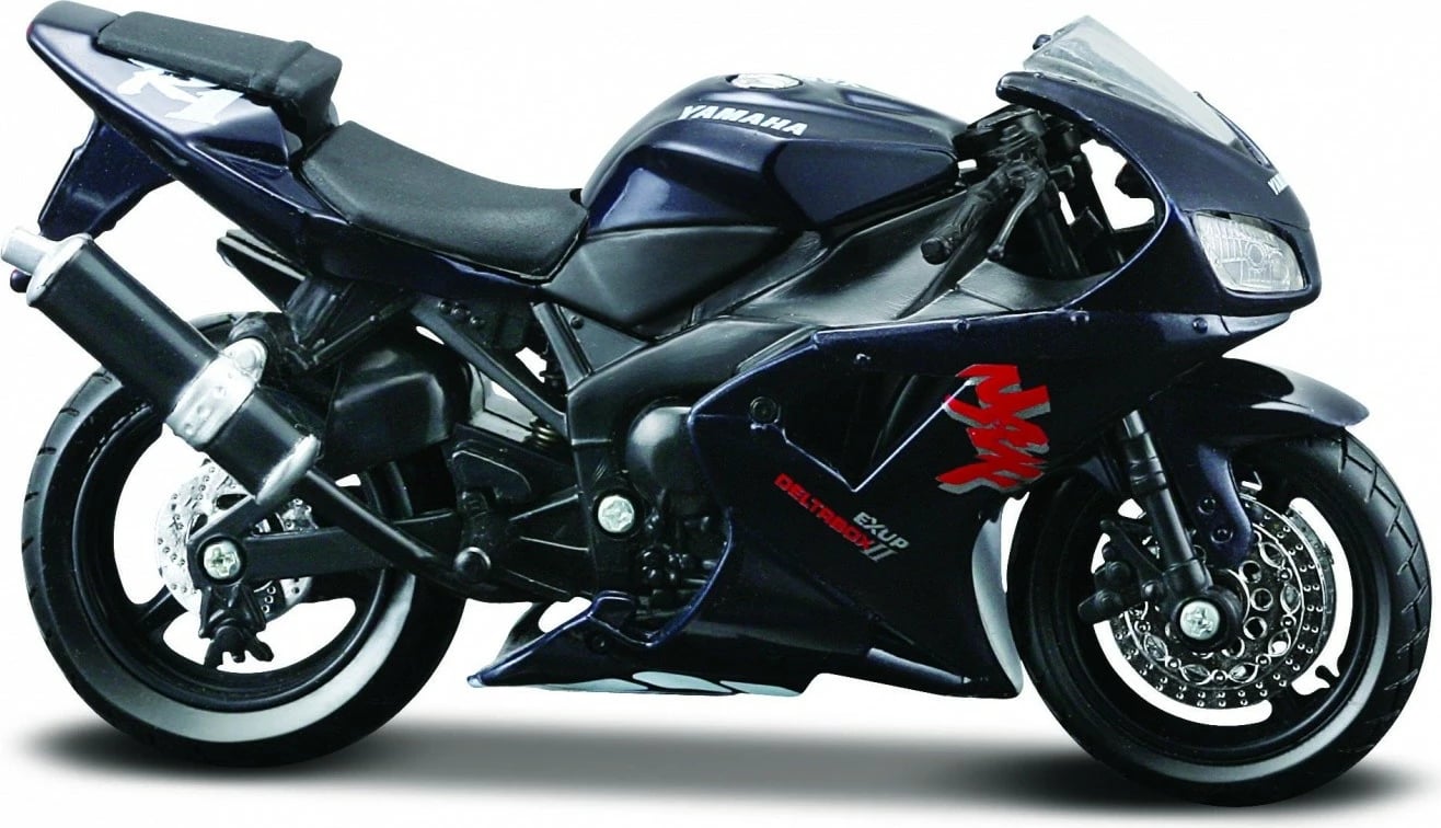 Model metalik motor Yamaha YZF-R1 Maisto 1:18, i zi, me bazë ekspozimi