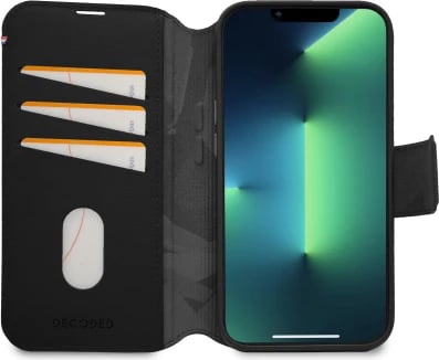 Mbështjellës Decoded Detachable Wallet për iPhone 14 Plus, lëkurë, MagSafe, i zi