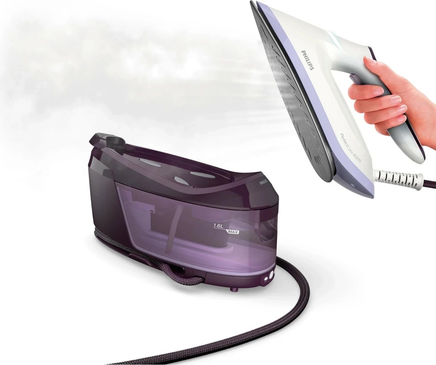 Hekur me avull Philips PerfectCare 6000 PSG6024/30, 2400W, rezervuar i lëvizshëm, fiolet