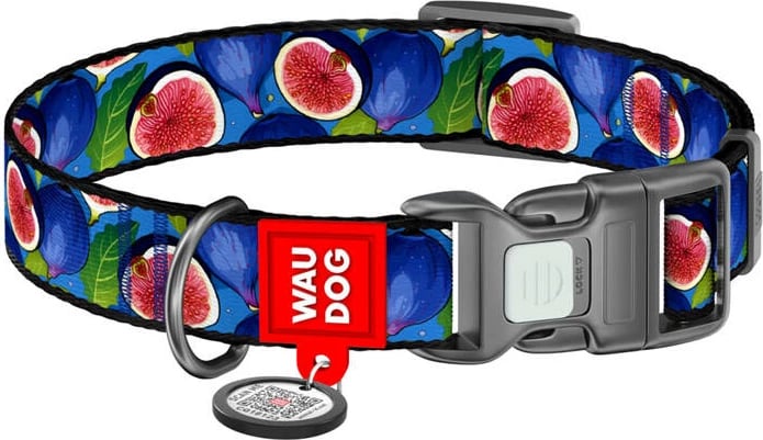 Qafore najloni për qen Waudog Fig me QR kod, S, blu