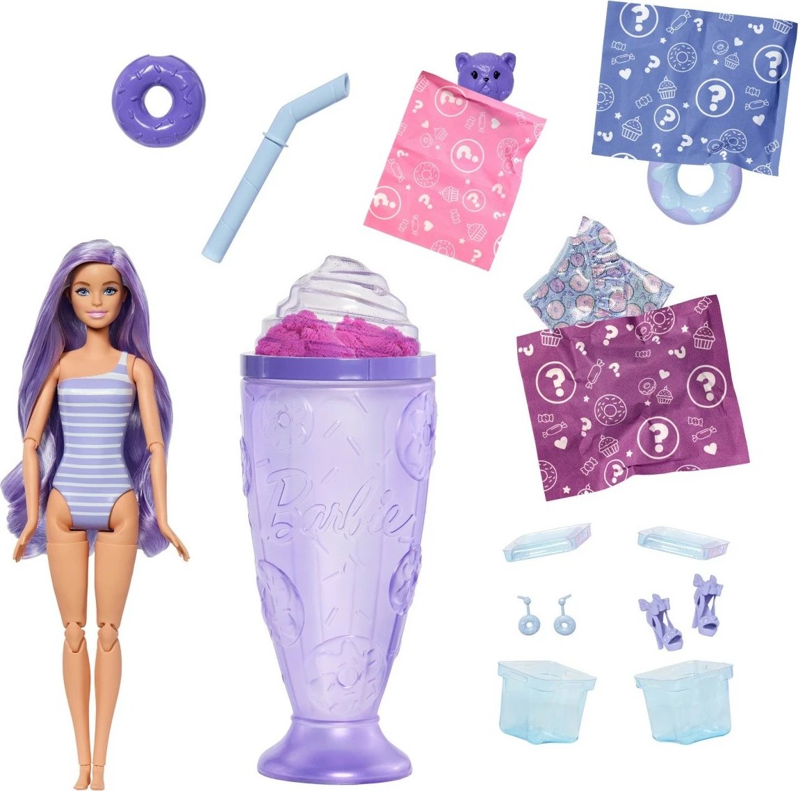 Kukull Barbie Pop Reveal Stylish Dessert Series me aksesorë, Mattel JFY00/JFY60, e purpurt