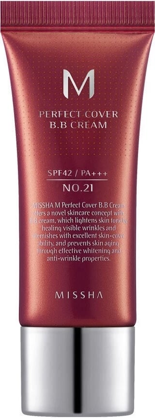 Fondatinë BB Cream për femra Missha M Perfect Cover BB Cream SPF42/PA+++ 21 Light Beige 20ml