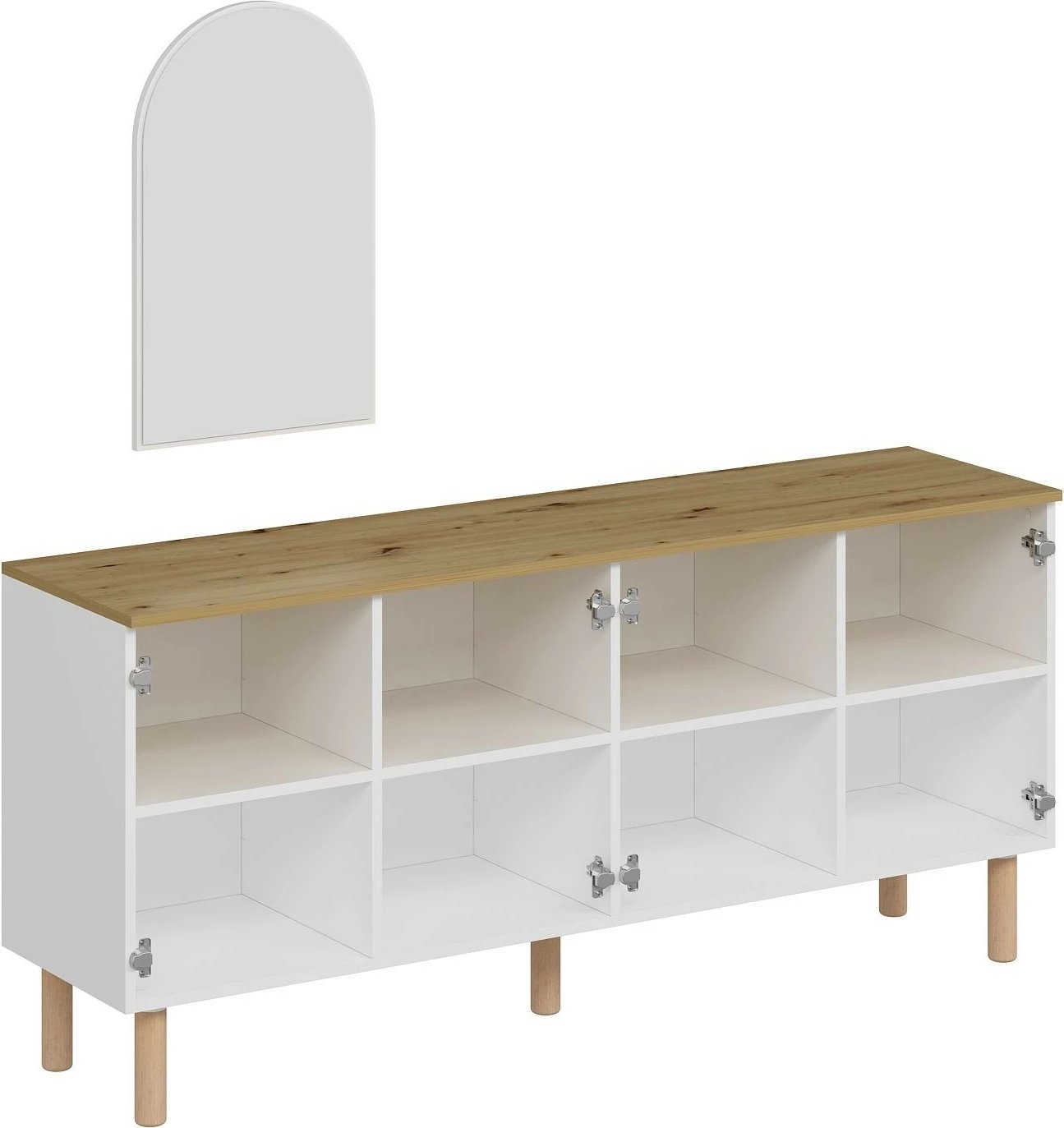 Konsol Skye Decor, pasqyrë Lotus, e bardhë